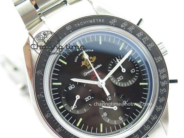 0516 Refined Speedmaster 50th Anniversary Black Dial On SS Bracelet 8232